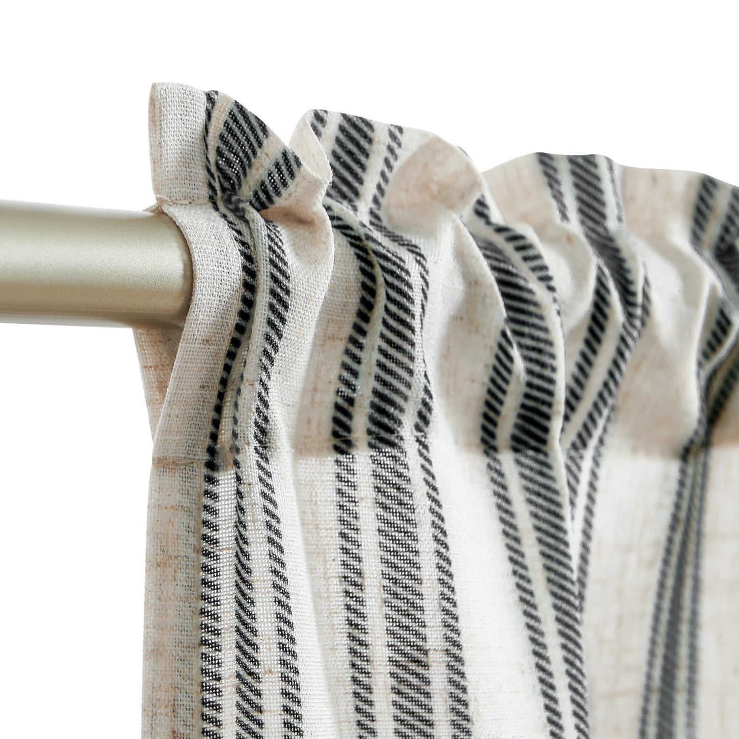 Curtainking Striped Kitchen Curtain Linen Cafe Curtains Semi-Sheer Rustic Farmhouse Tier Curtains Rod Pocket 2 Panels