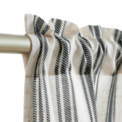 Curtainking Striped Kitchen Curtain Linen Cafe Curtains Semi-Sheer Rustic Farmhouse Tier Curtains Rod Pocket 2 Panels