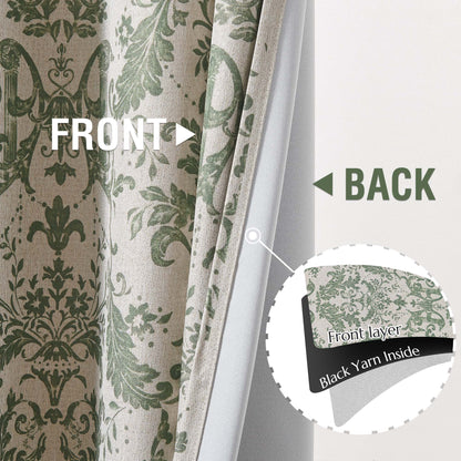 Curtainking Blackout Curtains for Bedroom Thermal Curtains Floral Patterned Living Room Vintage Country Curtain