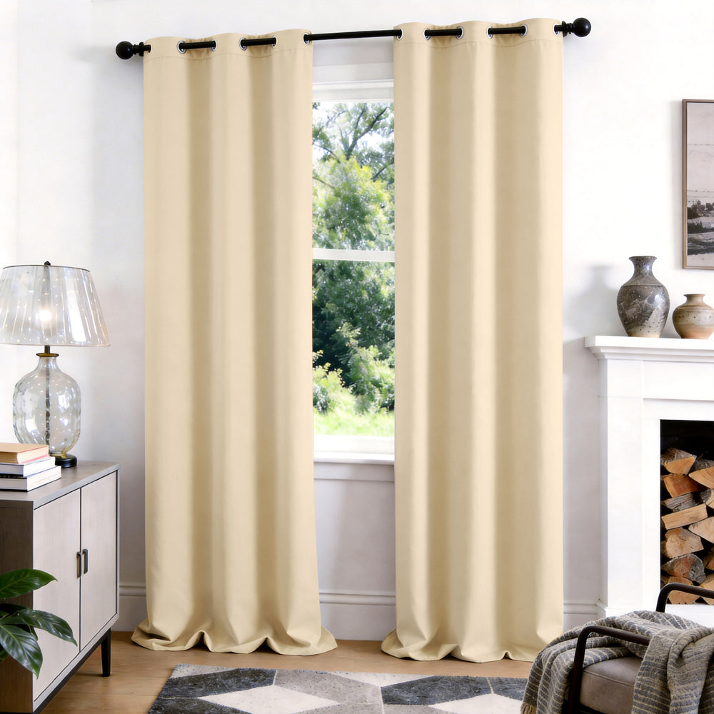 TOPICK Blackout Curtains Solid Grommet Drapes for Kitchen Bedroom Living Room 2 Panels