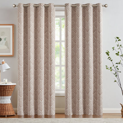 Curtainking Blackout Curtains Geometric Pattern Window Curtains for Living Room Darkening Bedroom Thermal Grommet Curtains set of 2