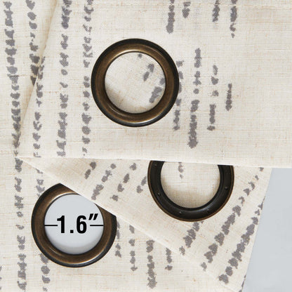 Curtainking Linen Blend Curtains Light Filtering Geometric Striped Boho Farmhouse Grommet Curtains for Living Room Pack of 2