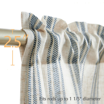 Curtainking Farmhouse Striped Valance Semi-Sheer Flax Linen Light Filtering Small Window Valance 16 inch Rod Pocket 1 Panel