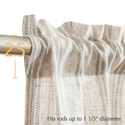 Curtainking Farmhouse Striped Valance Semi-Sheer Flax Linen Light Filtering Small Window Valance 16 inch Rod Pocket 1 Panel