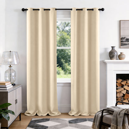 TOPICK Blackout Curtains Solid Grommet Drapes for Kitchen Bedroom Living Room 2 Panels