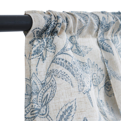 Curtainking Rod Pocket Valance Farmhouse Floral Printed Valance for Kitchen Filtering Small Curtain 1 Panel