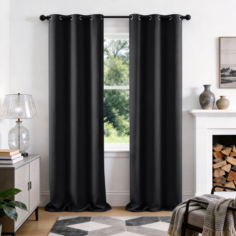 TOPICK Blackout Curtains Solid Grommet Drapes for Kitchen Bedroom Living Room 2 Panels