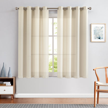 2 Pack Linen Textured Curtains Bedroom Living Room Window Curtain Set Light Filtering Drapes Grommet Top 2 Panels