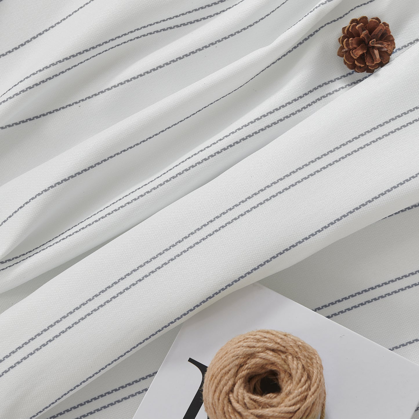 TOPICK White Curtains Striped Curtains for Living Room Bedroom Modern Pinstriped Light Filtering Back Tab Rod Pocket 2 Panels