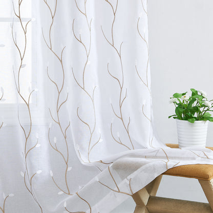 Curtainking Sheer Curtains Floral Embroidery Drapes Voile Light Filtering Window Curtain Set for Living Room Bedroom Grommet 2 Panels