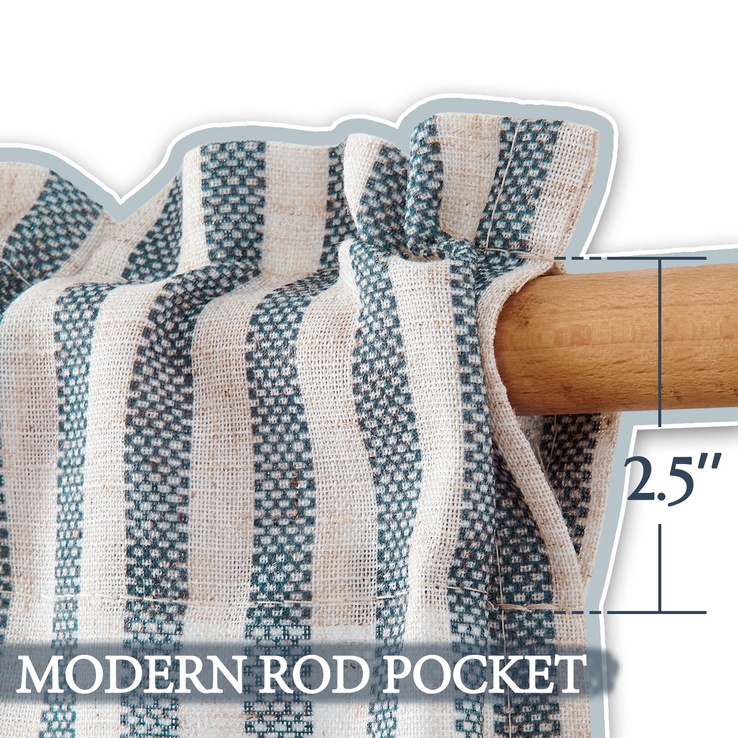 TOPICK Striped Kitchen Curtains and Valance Set Small Linen Curtains for Cafe Living Room Bathroom Farmhouse 3 Pieces Set Rod Pocket