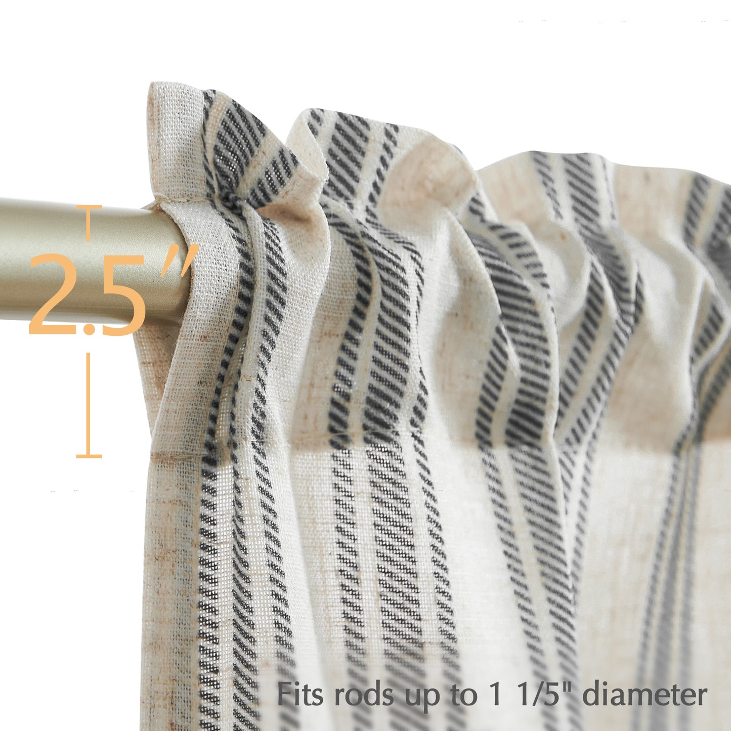 Curtainking Farmhouse Striped Valance Semi-Sheer Flax Linen Light Filtering Small Window Valance 16 inch Rod Pocket 1 Panel