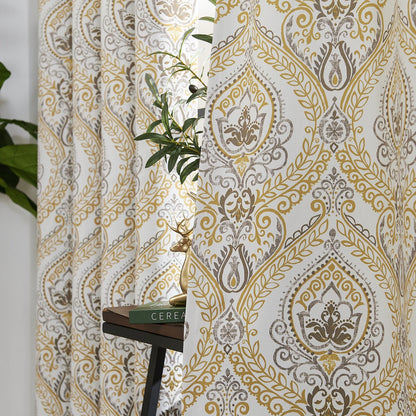 Curtainking 100% Blackout Curtains Damask Medallion Window Curtains for Bedroom Grommet Thermal Insulated Drapes for Living Room Vintage Luxury Window Treatments Set 2 Panels