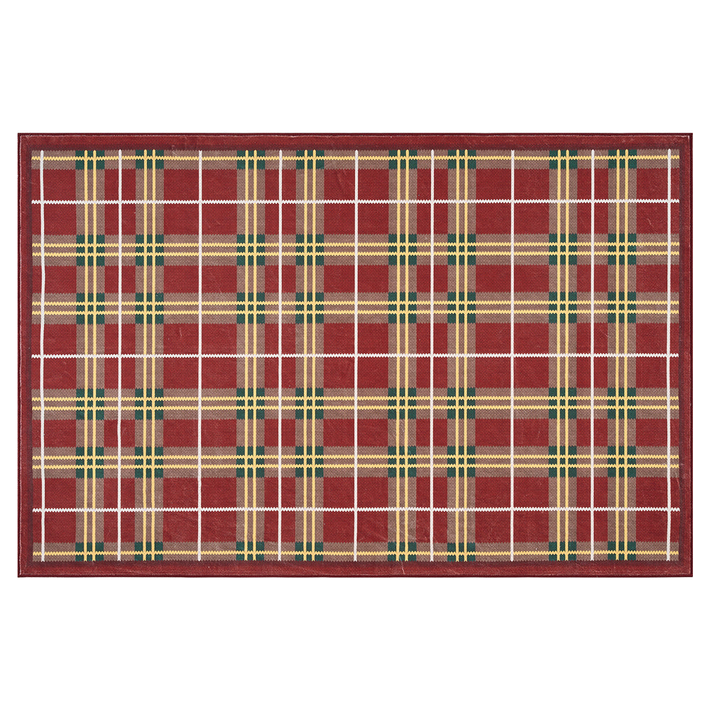 RUGKING Farmhouse Christmas Area Rug Plaid Washable Rug for Entryway Kitchen Holiday Decor