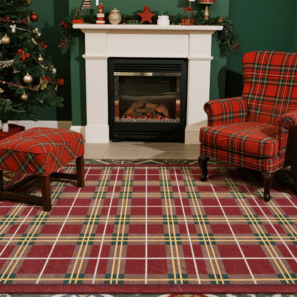 RUGKING Farmhouse Christmas Area Rug Plaid Washable Rug for Entryway Kitchen Holiday Decor