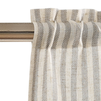 CURTAINKING Kitchen Valance Stripe Pattern Farmhouse Window Valance Linen Window Treatment for Bathroom Rod Pocket 1 Panel