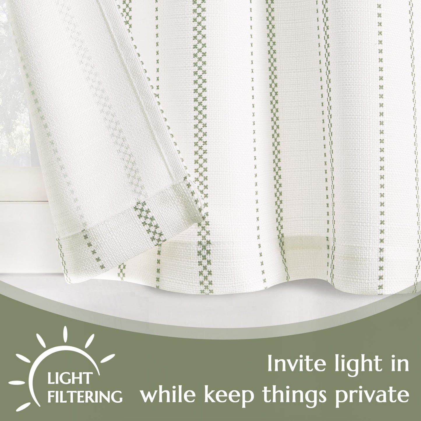Curtainking Cafe Curtains Small Window Curtains Light Filtering Curtains 2 Panels of Boho Striped Kitchen Curtains for Half Windows