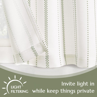 Curtainking Cafe Curtains Small Window Curtains Light Filtering Curtains 2 Panels of Boho Striped Kitchen Curtains for Half Windows