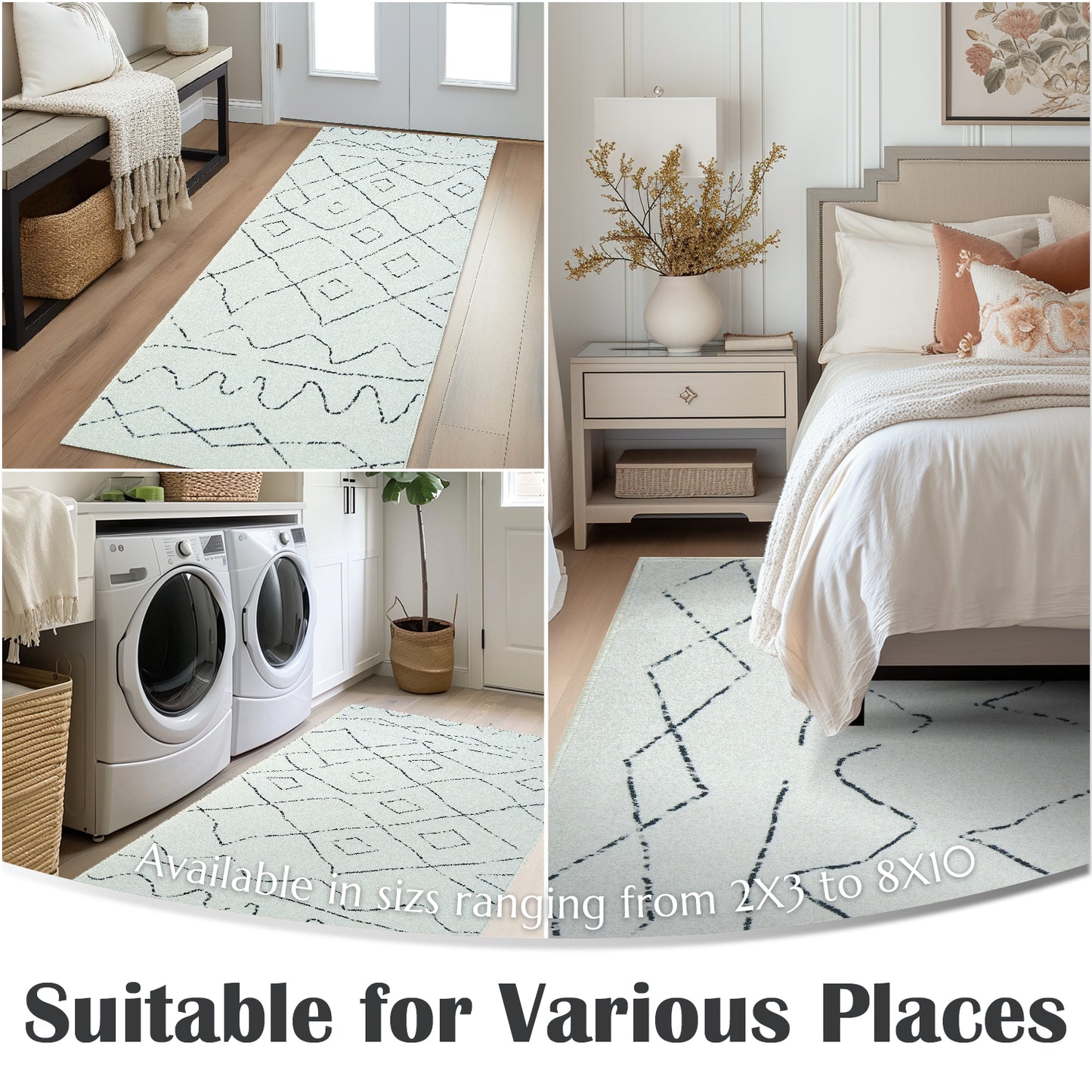RUGKING Modern Area Rug Washable Rug Boho Carpet Non Slip Mat for Dinning Room Living Room Bedroom