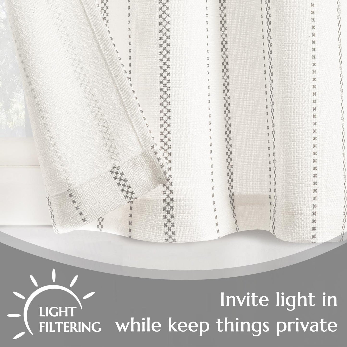 Curtainking Cafe Curtains Small Window Curtains Light Filtering Curtains 2 Panels of Boho Striped Kitchen Curtains for Half Windows