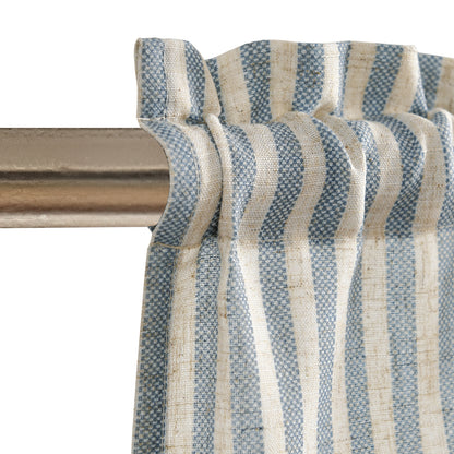 CURTAINKING Kitchen Valance Stripe Pattern Farmhouse Window Valance Linen Window Treatment for Bathroom Rod Pocket 1 Panel