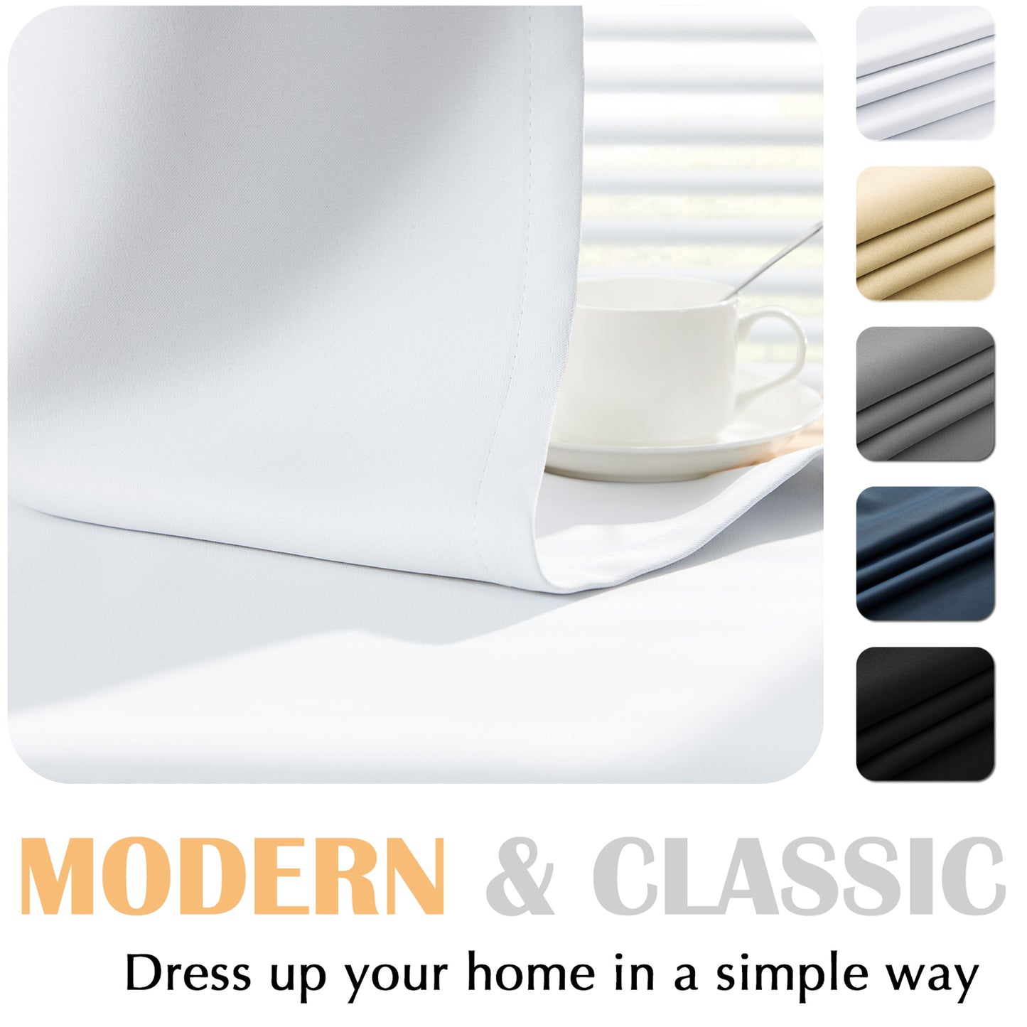 Curtainking Black out Curtain and Drapes Thermal Insulated Grommet Curtains for Living Room 2 Panels