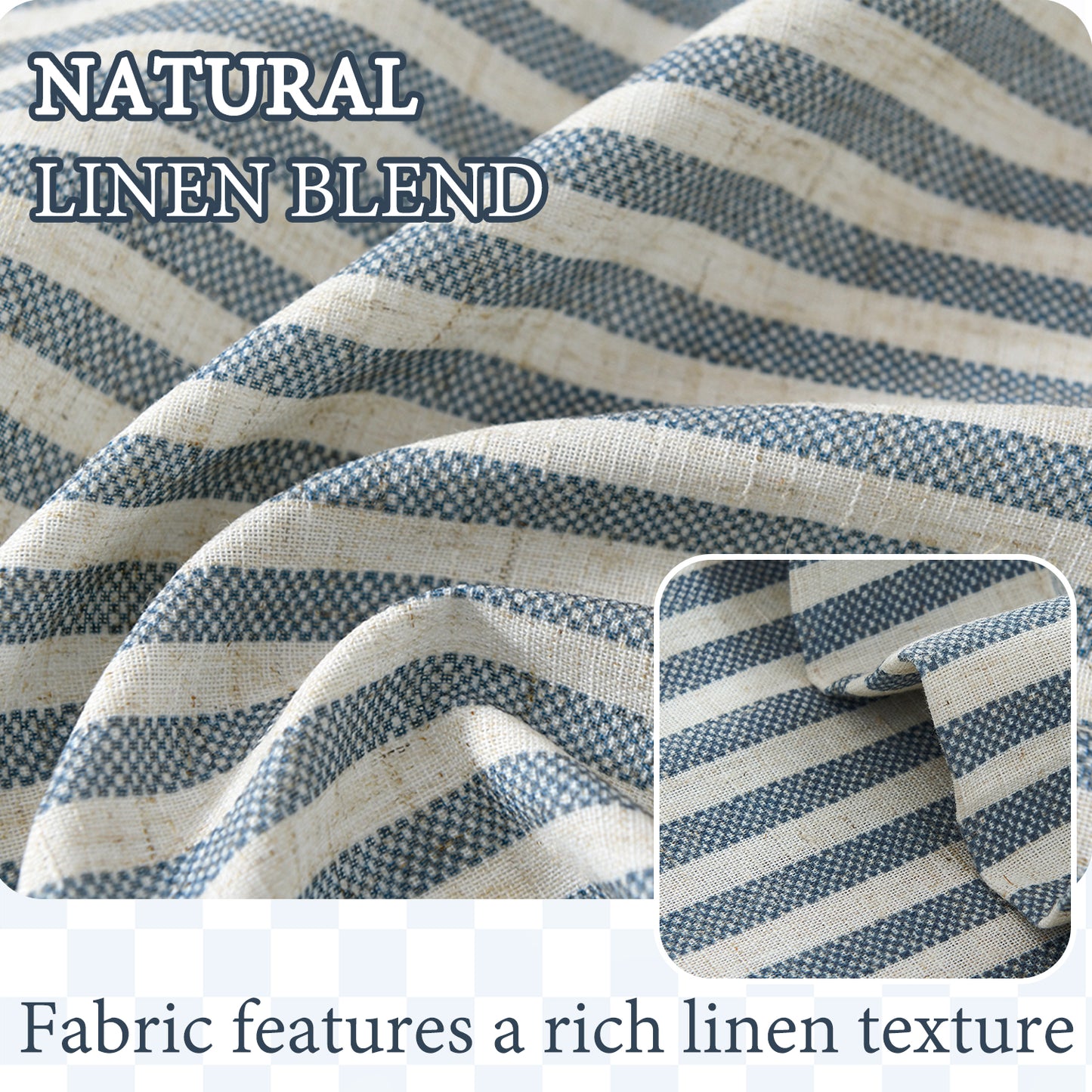 TOPICK Striped Kitchen Curtains and Valance Set Small Linen Curtains for Cafe Living Room Bathroom Farmhouse 3 Pieces Set Rod Pocket