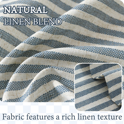 TOPICK Striped Kitchen Curtains and Valance Set Small Linen Curtains for Cafe Living Room Bathroom Farmhouse 3 Pieces Set Rod Pocket