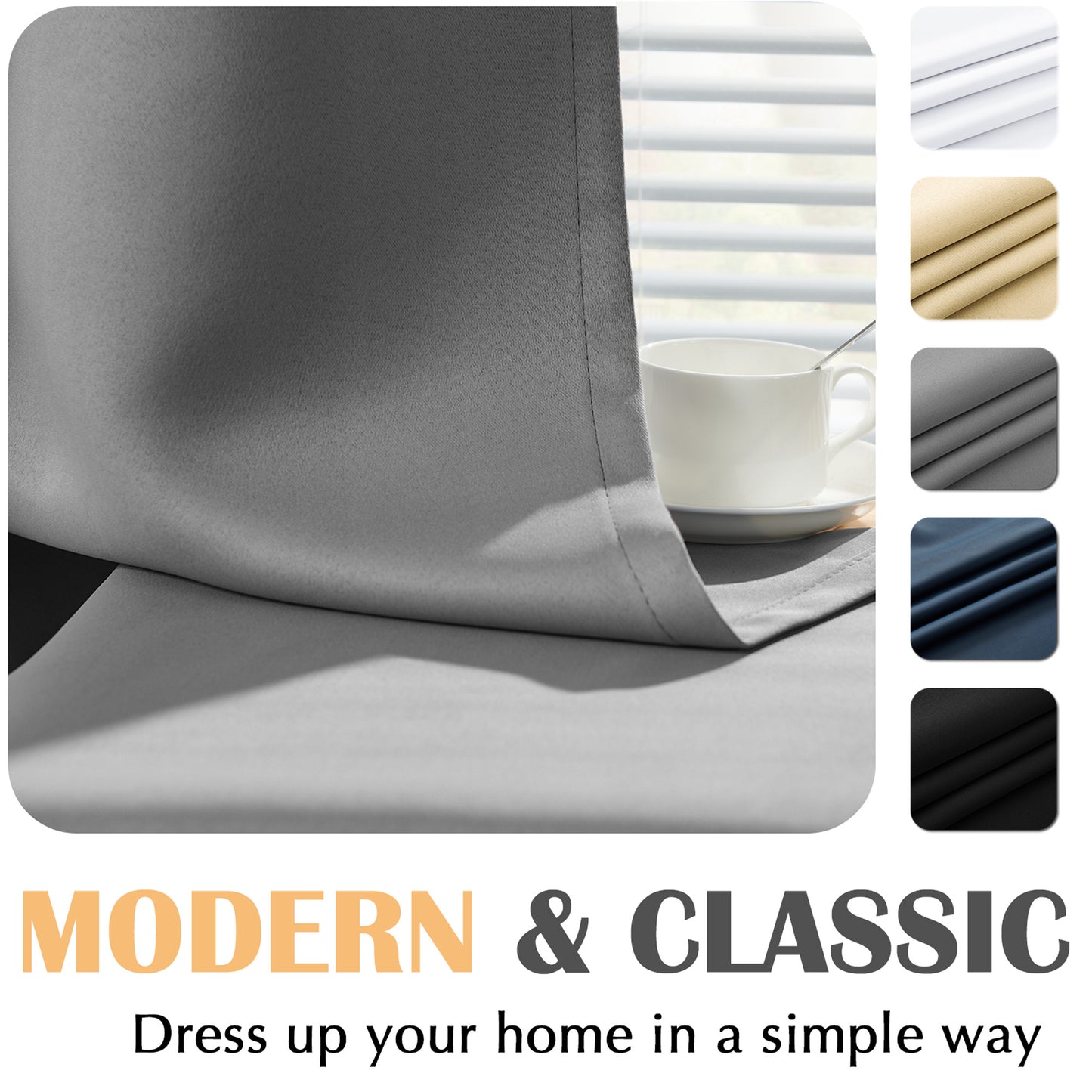 Curtainking Black out Curtain and Drapes Thermal Insulated Grommet Curtains for Living Room 2 Panels