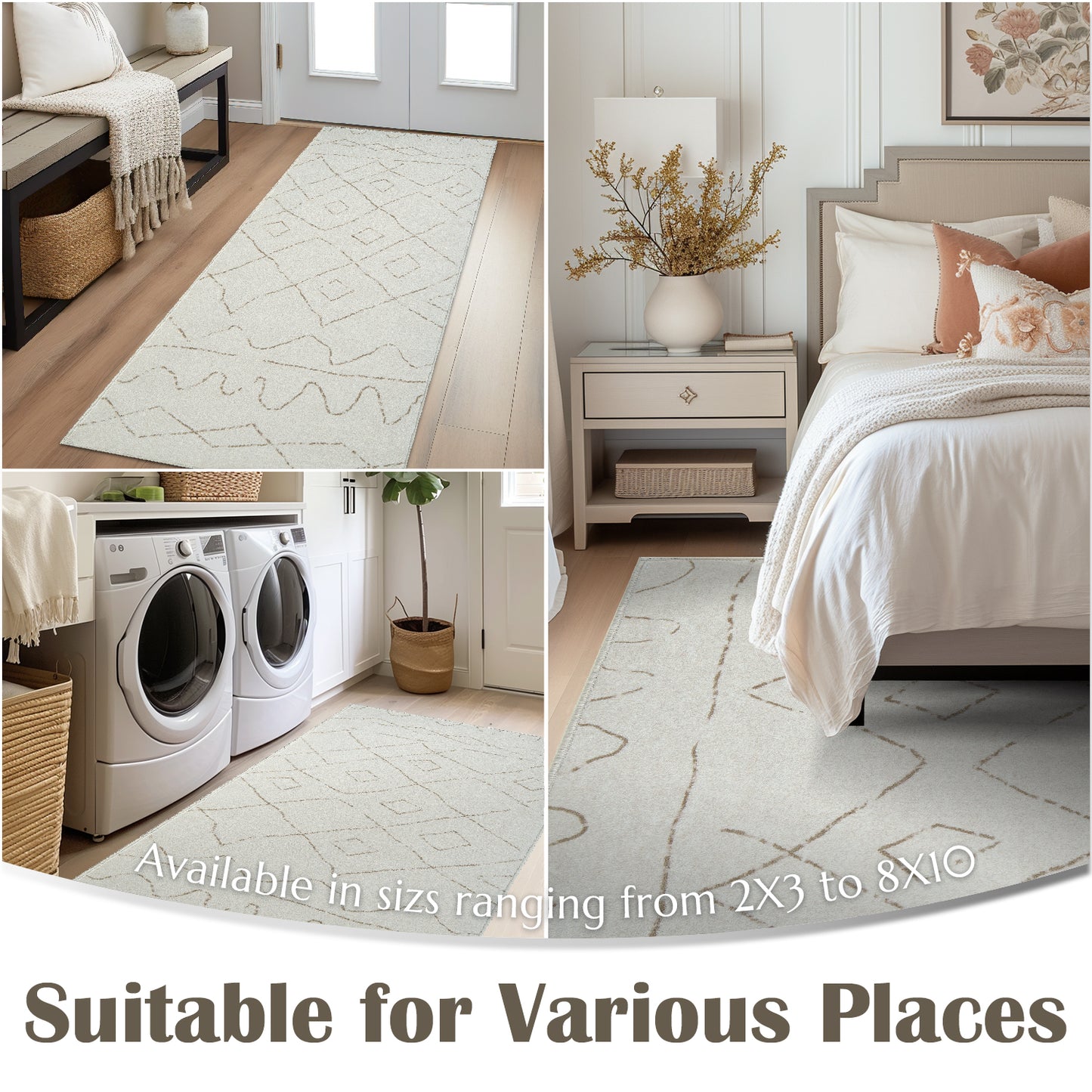 RUGKING Modern Area Rug Washable Rug Boho Carpet Non Slip Mat for Dinning Room Living Room Bedroom