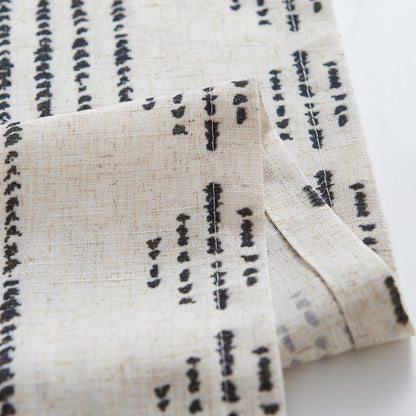 Curtainking Linen Blend Curtains Light Filtering Geometric Striped Boho Farmhouse Grommet Curtains for Living Room Pack of 2