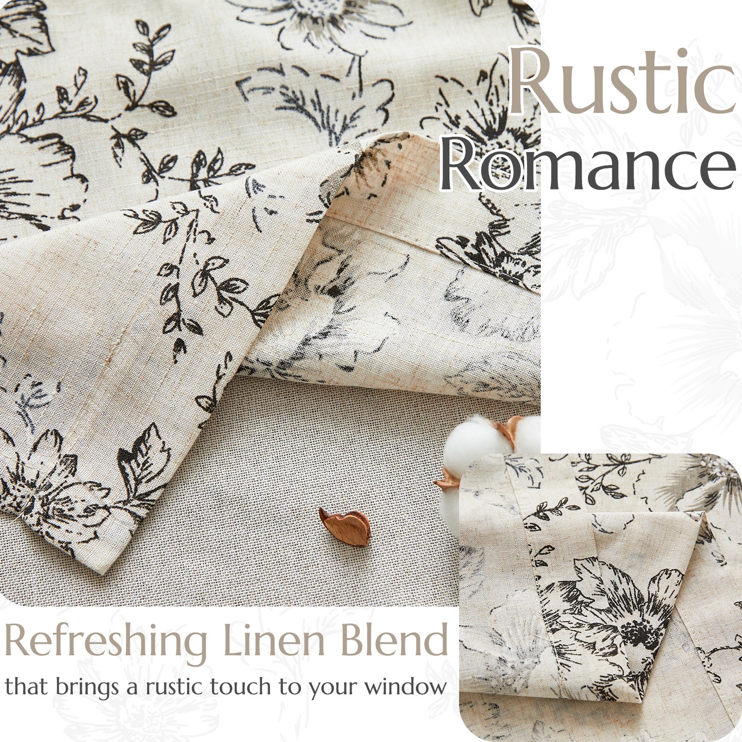 Curtainking Rod Pocket Linen Valance Curtain Double Layer Valance for Kitchen 1 Panel