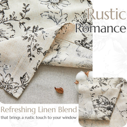 Curtainking Rod Pocket Linen Valance Curtain Double Layer Valance for Kitchen 1 Panel