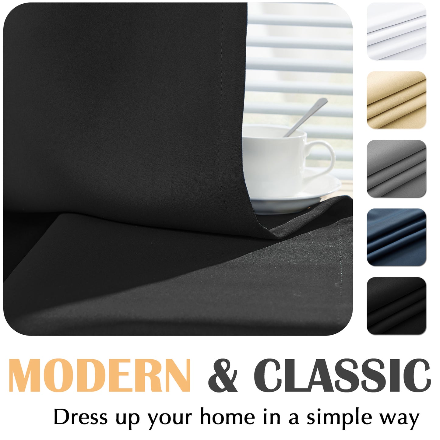 Curtainking Black out Curtain and Drapes Thermal Insulated Grommet Curtains for Living Room 2 Panels