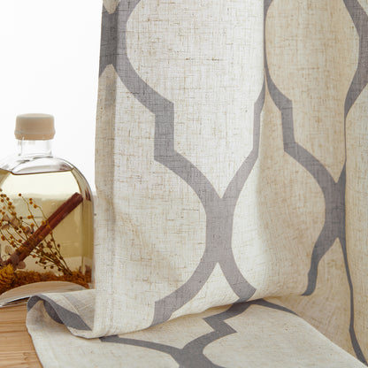 Curtainking Kitchen Curtains Moroccan Tile Print Tier Curtains Farmhouse Cafe Curtains for Bathroom 2 Panels