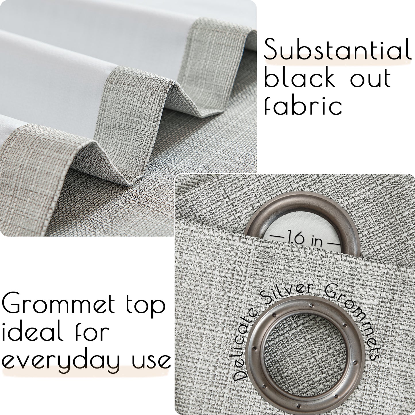 Curtainking Blackout Curtains Linen Textured Drapes for Bedroom Grommet 2 Panels