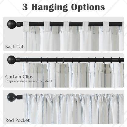 TOPICK White Curtains Striped Curtains for Living Room Bedroom Modern Pinstriped Light Filtering Back Tab Rod Pocket 2 Panels
