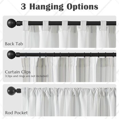 TOPICK White Curtains Striped Curtains for Living Room Bedroom Modern Pinstriped Light Filtering Back Tab Rod Pocket 2 Panels