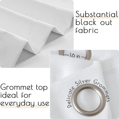Curtainking Blackout Curtains Linen Textured Drapes for Bedroom Grommet 2 Panels
