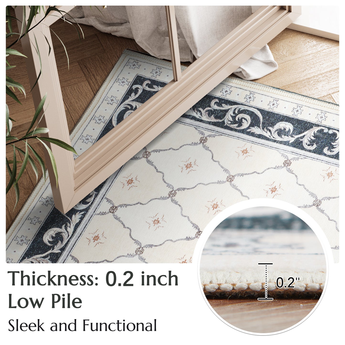 RUGKING Area Rug Multi Color Vintage Doormat Kitchen Floor Cover Indoor Soft Floral Mat Retro Accent Rug Bathroom Living Room Bedroom Office