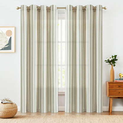 Curtainking Striped Curtains Linen Farmhouse Living Room Curtains Ticking Stripe Curtains Rustic Pinstripe Curtains Grommet 2 Panels
