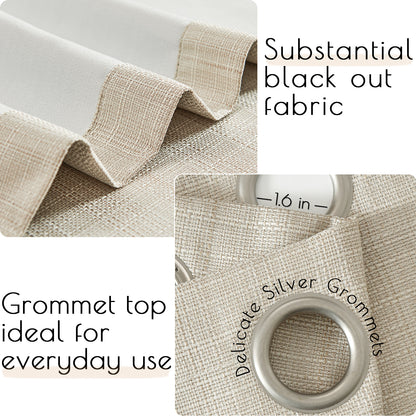 Curtainking Blackout Curtains Linen Textured Drapes for Bedroom Grommet 2 Panels