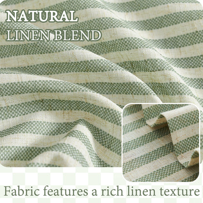 TOPICK Striped Kitchen Curtains and Valance Set Small Linen Curtains for Cafe Living Room Bathroom Farmhouse 3 Pieces Set Rod Pocket