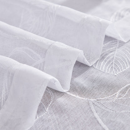 Curtainking Leaf Embroidered Window Topper Valance Farmhouse Sheer Kitchen Valance Light Filtering Short Curtains Rod Pocket 1 Panel Drape