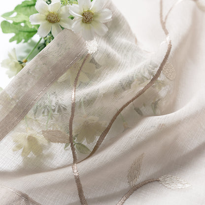 Curtainking Sheer Curtains Floral Embroidery Drapes Voile Light Filtering Window Curtain Set for Living Room Bedroom Grommet 2 Panels