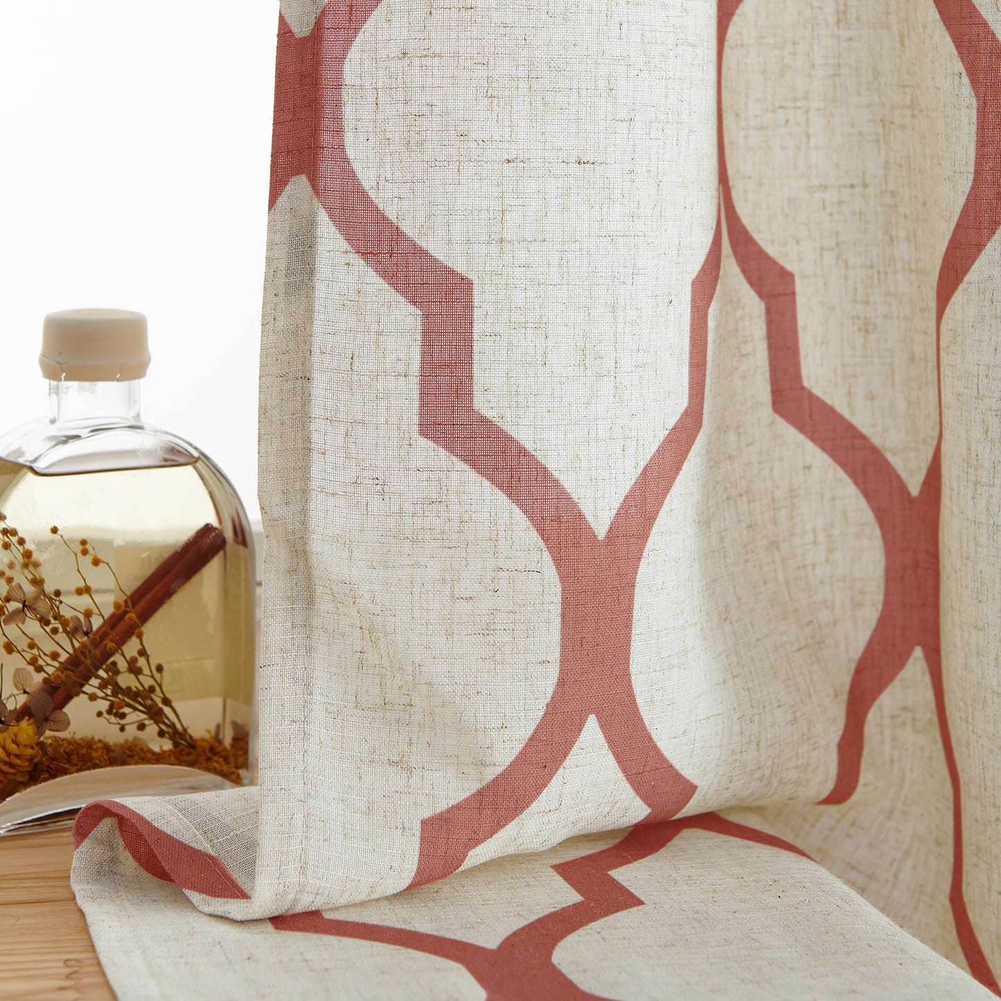 Curtainking Kitchen Curtains Moroccan Tile Print Tier Curtains Farmhouse Cafe Curtains for Bathroom 2 Panels