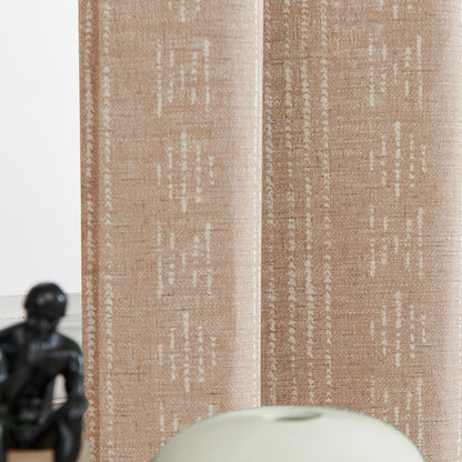 Curtainking Linen Blend Curtains Light Filtering Geometric Striped Boho Farmhouse Grommet Curtains for Living Room Pack of 2