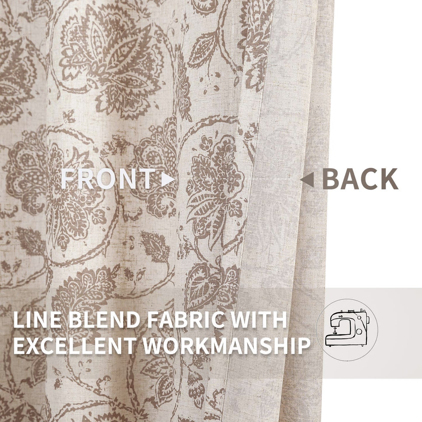 Curtainking Kitchen Valance  Linen Textured Floral Printed Small Window Valance 1 Panel