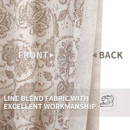 Curtainking Kitchen Valance  Linen Textured Floral Printed Small Window Valance 1 Panel