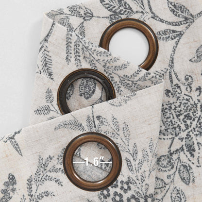 Curtainking Floral Curtains Linen Farmhouse Curtains for Living Room Country Curtains Grommet Top Semi Sheer Curtains Light Filtering 2 Panels